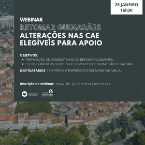 WEBINAR | Retomar Guimarães: alterações nas CAE elegíveis para apoio